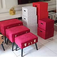 VELVET STORAGE STOOLS