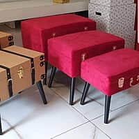 VELVET STORAGE STOOLS