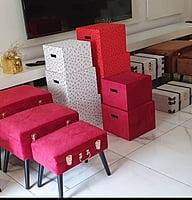 VELVET STORAGE STOOLS