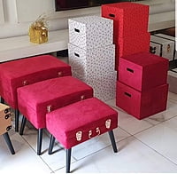 VELVET STORAGE STOOLS
